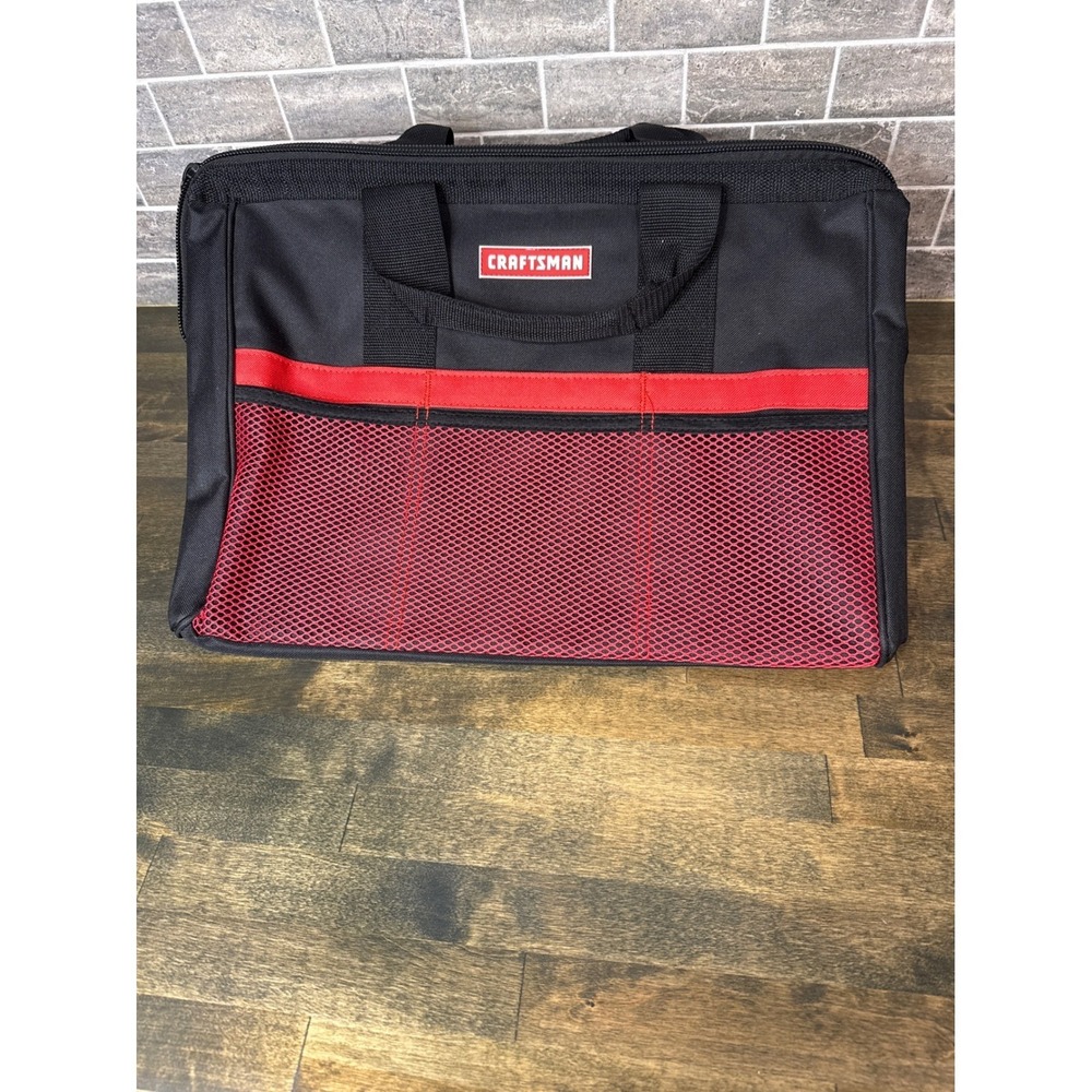 Craftsman 17 Inch Tool Bag Black Red Polyester Zippered Organizer 37537